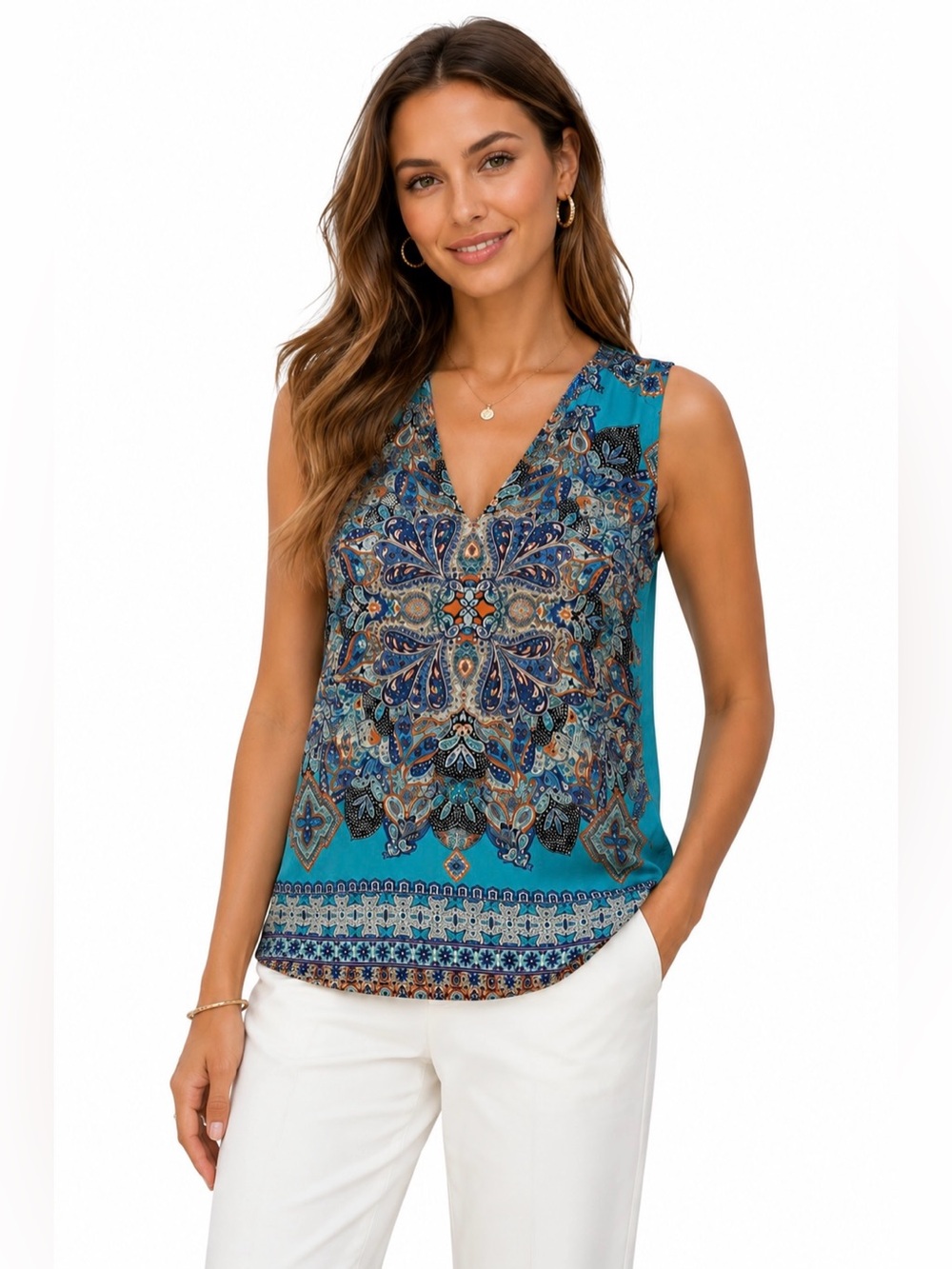 ⭐️ Violet + Claire ($60) Paisley V-Neck Sleeveless Tank Top - PTP 20